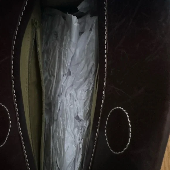 Orla Kiely Brown Leather Dot Bag. Womens Bag. - Picture 4 of 4